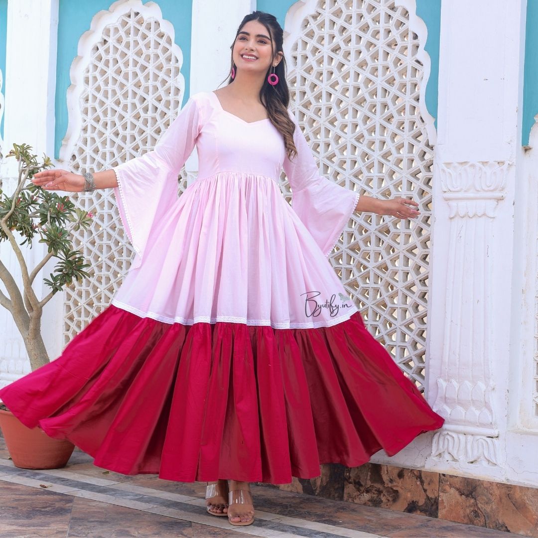 Shade Of Pink Cotton Maxi Dress – Byutify.in