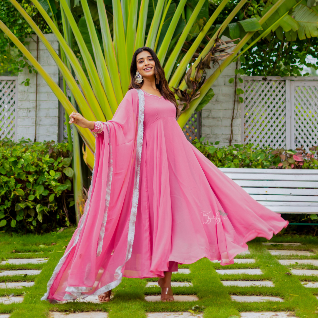 Shop Pink Georgette Embroidered Designer Anarkali Suit Festive Wear Online  at Best Price | Cbazaar