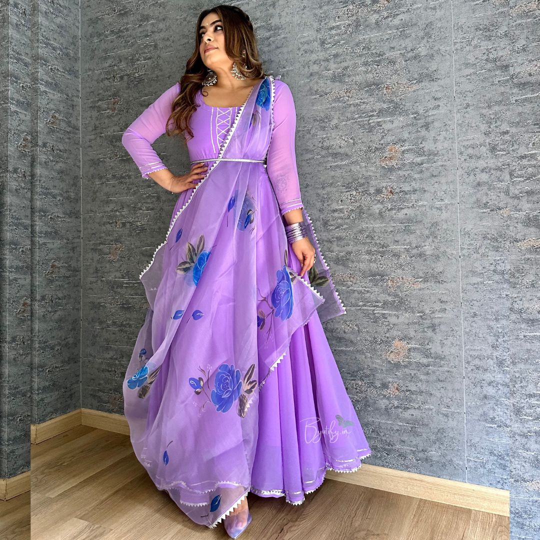 Lavender colour anarkali sales