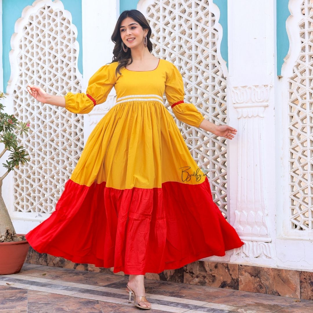 Red yellow dress store