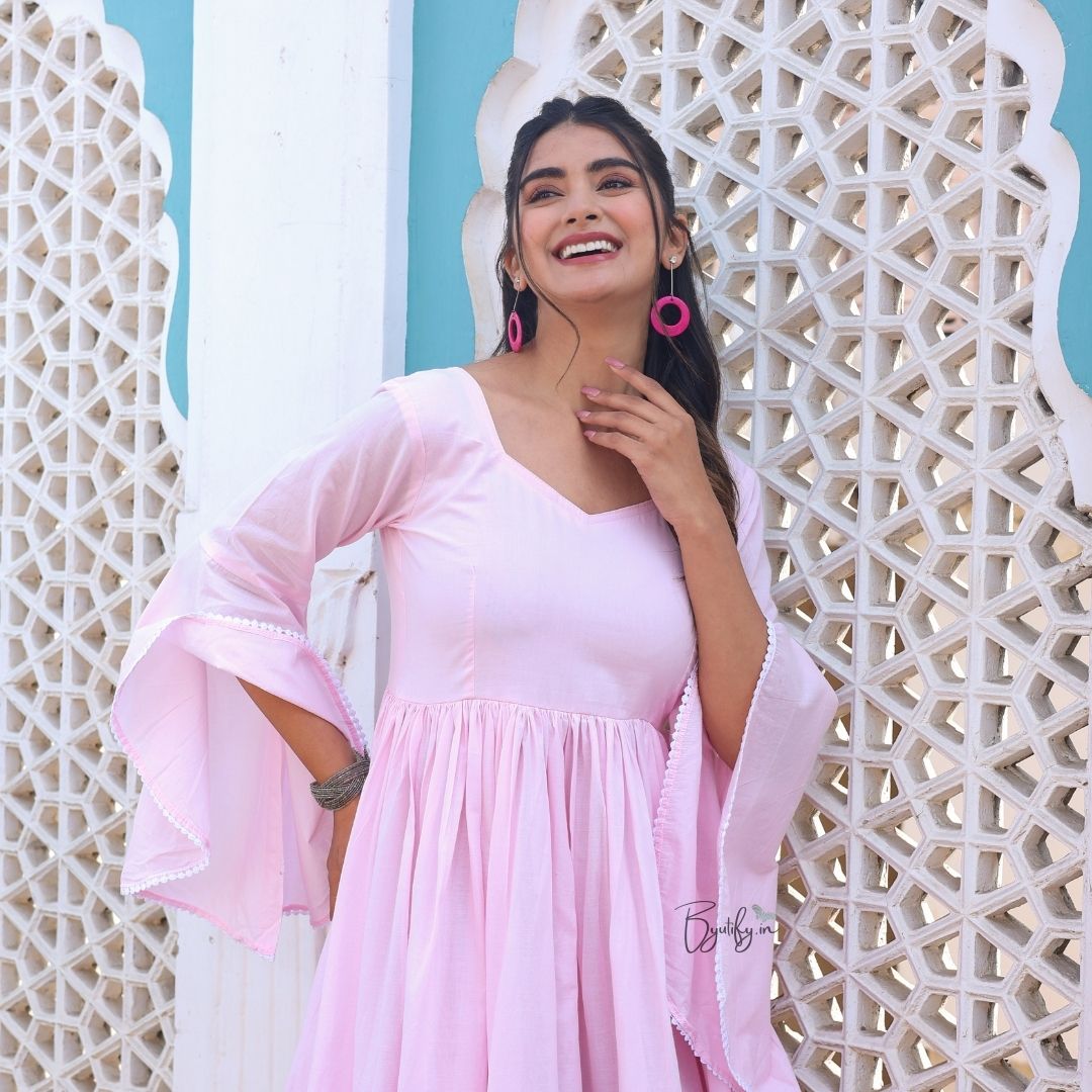 Shade Of Pink Cotton Maxi Dress L
