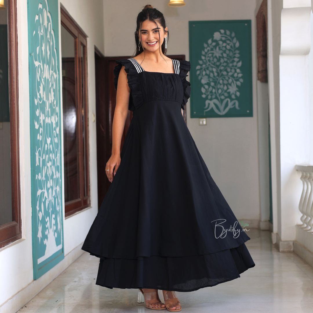 Black Cotton Maxi Dress