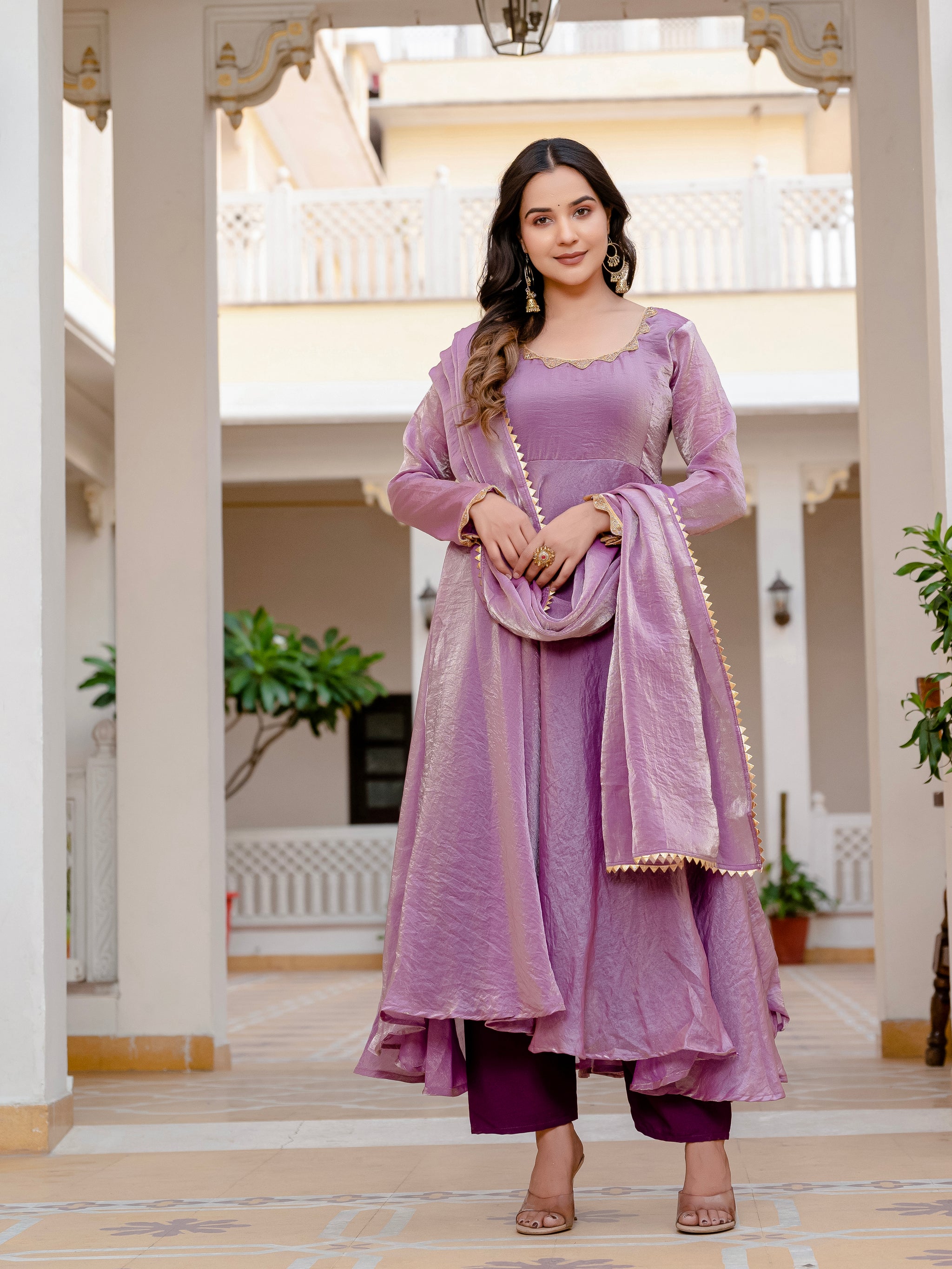 Purple Jimmy Choo Anarkali Suit Set with Matching Dupatta  Byutify.in