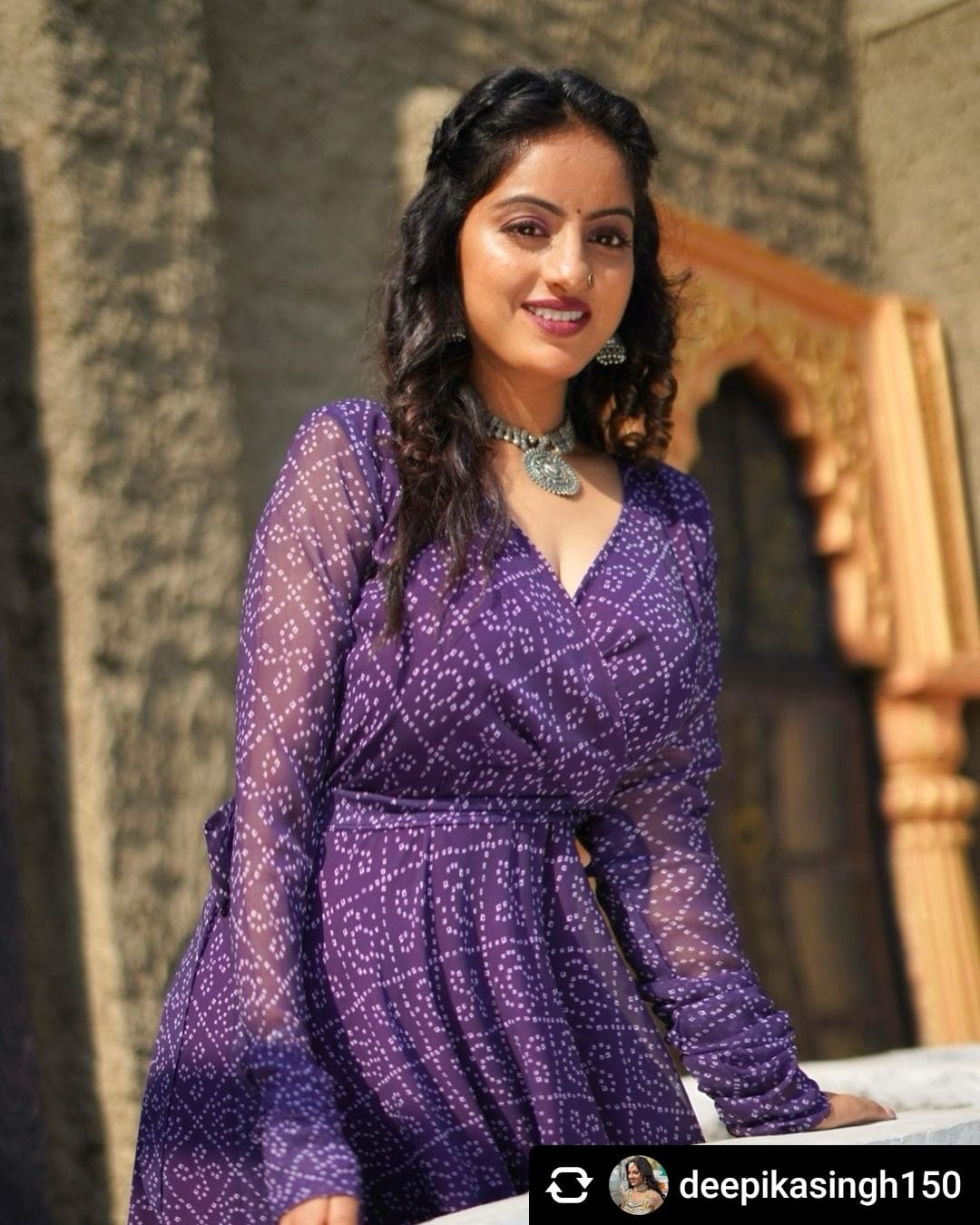 purple bandhani dress Bandhani Print Purple Color Dress For Durga Pooja